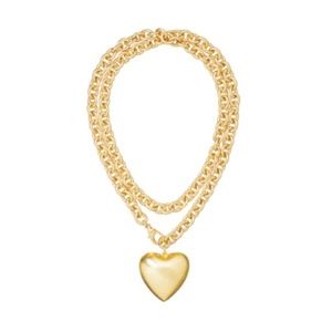 Roxanne Assoulin Gold Heart Pendant Double Chain Necklace